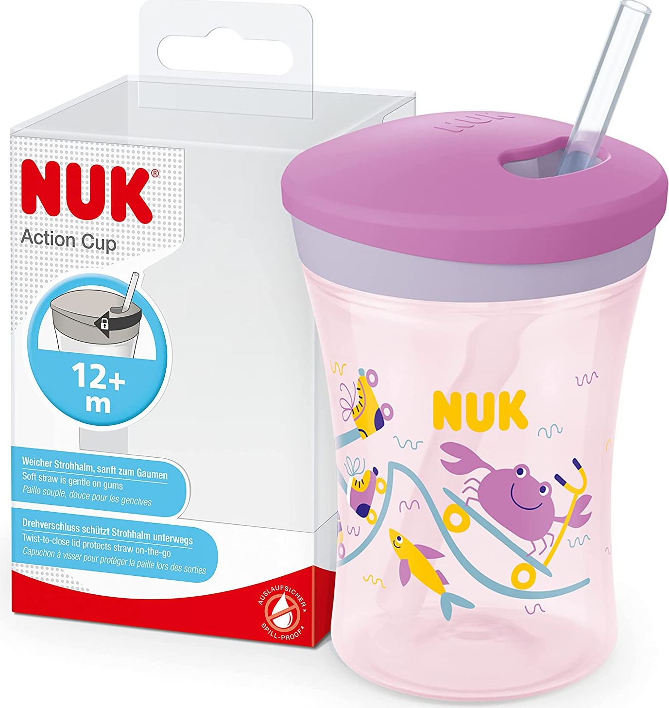 NUK Cana Evolution Action cu pai de baut, Mov, 12 luni+, 230ml - imagine 2