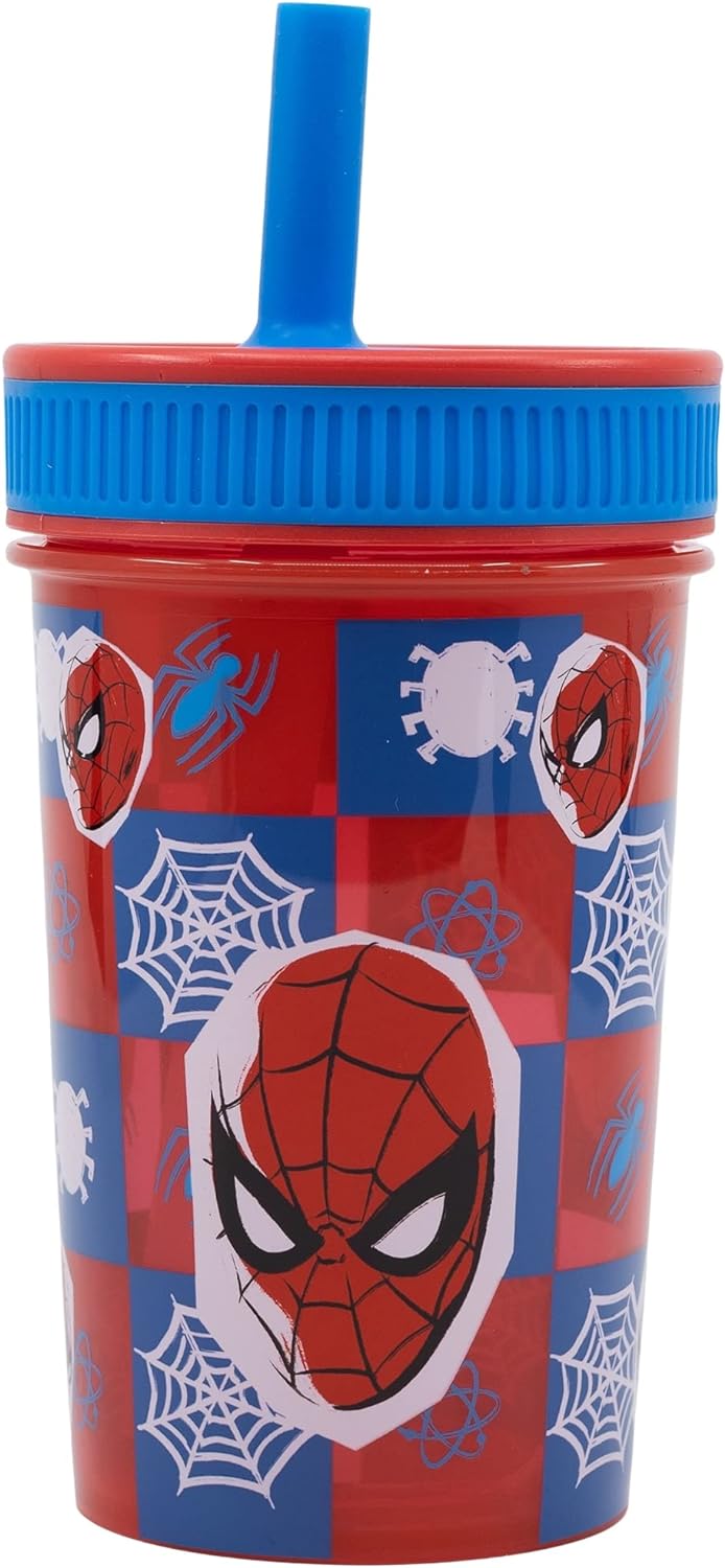 Pahar cu pai Stor Spider-Man - Arachnid Grid, 465 ml