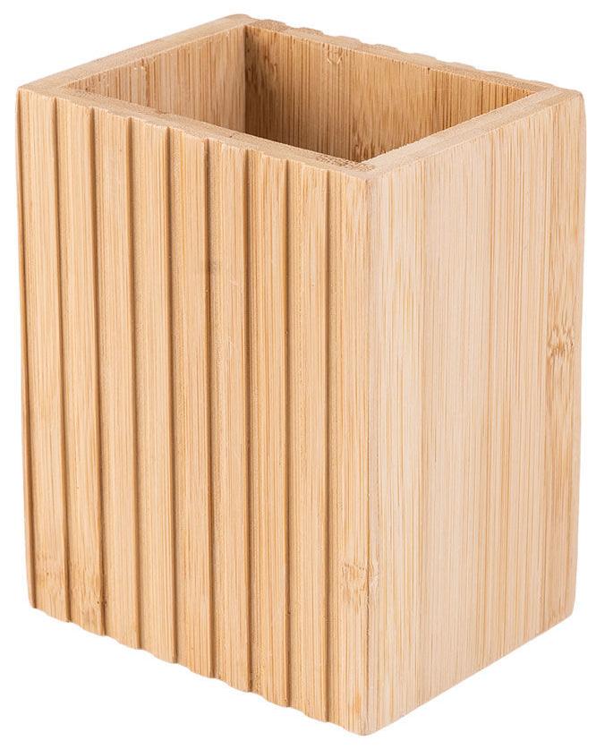 Pahar pentru periuțe de dinți Estia - Bamboo Essentials, 8.3 x 6.5 x 10.3 cm