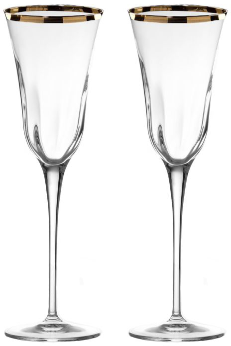 Pahare de șampanie  La Reine - Julia Optic, Gold Rim, 2 buc., 240 ml