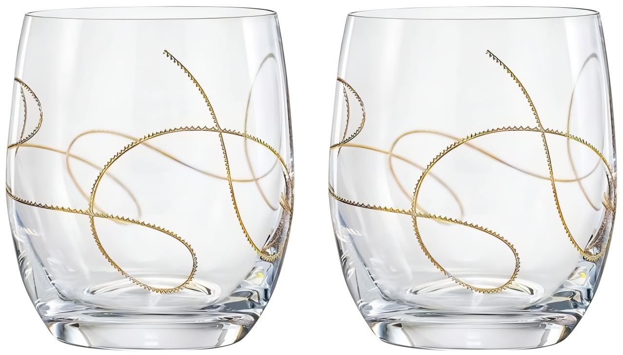 Set pahare de whisky Bohemia Crystalex - String Gold, 2 buc, 300 ml