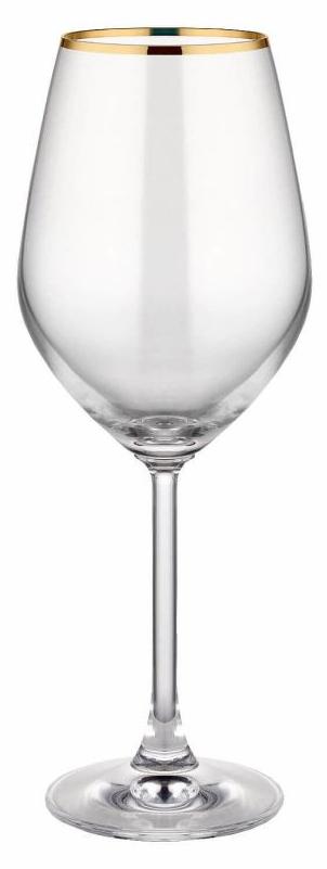 Pahare de vin Rakle - Avantgarde Gold Rim, set de 6, 490 ml
