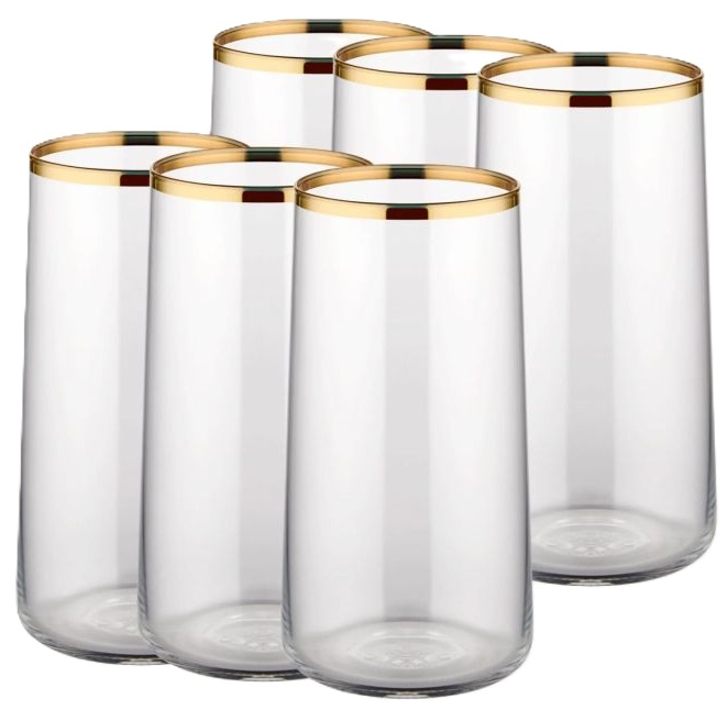 Pahare de apă Rakle - Avantgarde Gold Rim, 6 bucăți, 520 ml