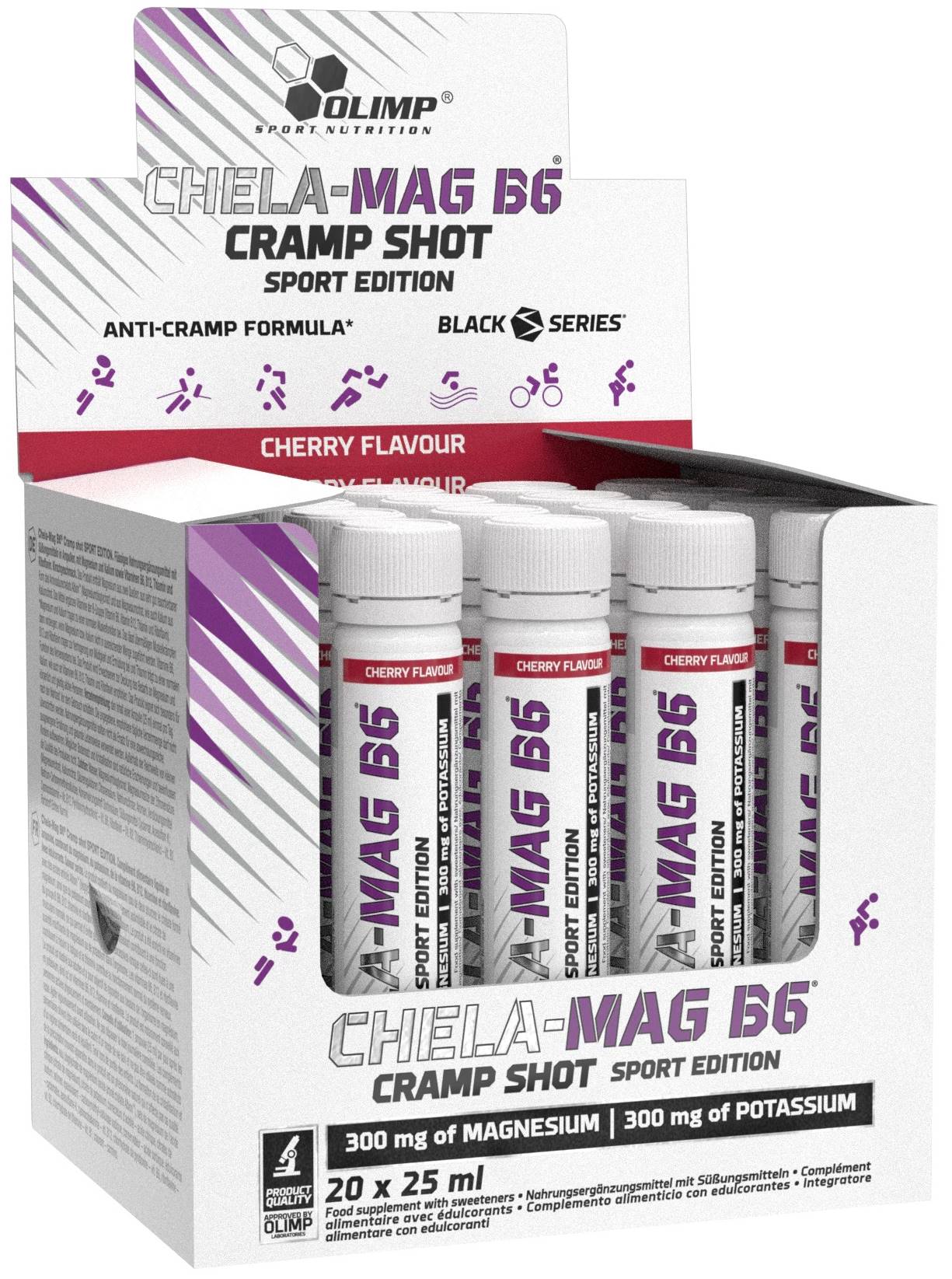 Chela-Mag B6 Cramp Shot, cireașă, 20 shoturi, Olimp