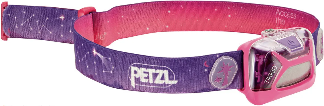 Lanternă frontală pentru copii Petzl - TikKid, 20 de lumeni, mov/roz