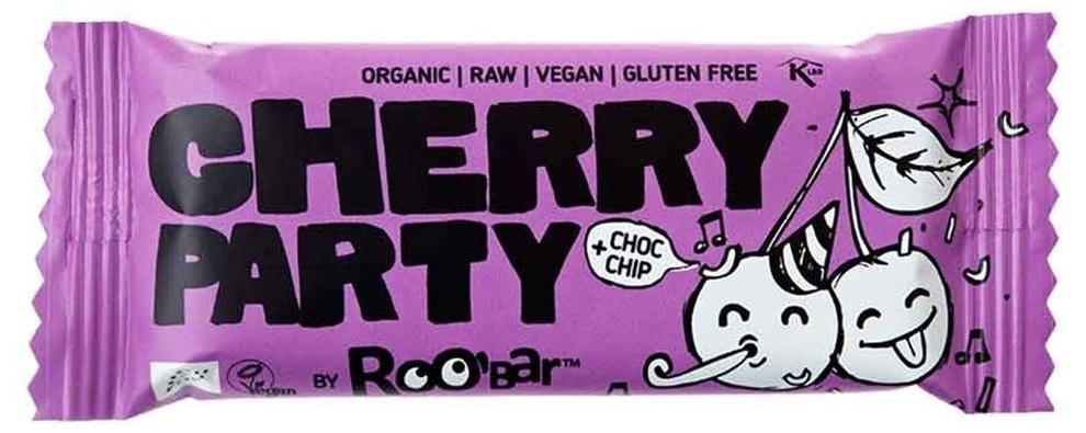 Cherry Party Baton organic crud, cireșe și ciocolată, 30 g, Roobar