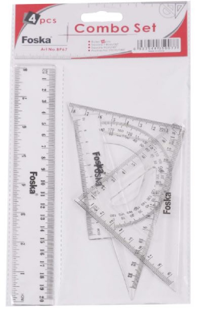 Set instrumente pentru matematica  - 4 piese, 20 cm