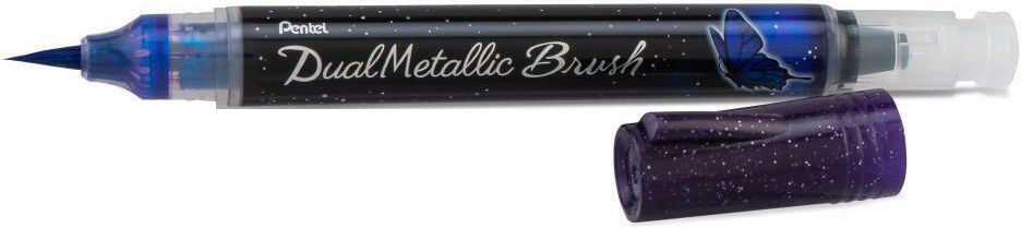 Pensulă Pentel Arts - Dual metallic, violet și albastru