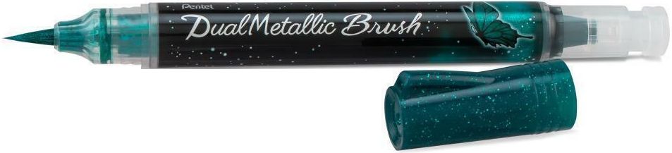 Pensulă Pentel Arts - Dual metallic, albastru și verde