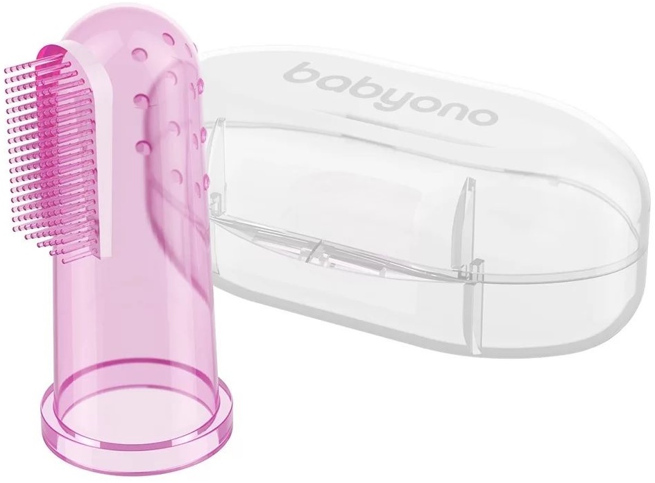 Degetar silicon pentru gingii Babyono - Roz