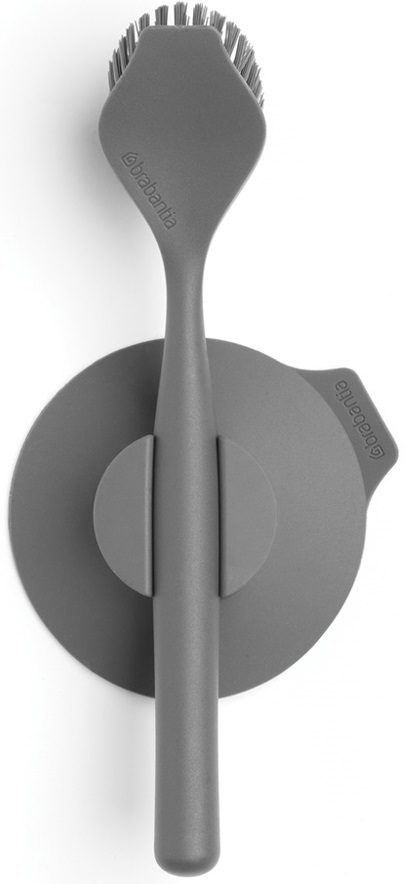 Perie de vase cu suport tip ventuză Brabantia - SinkSide Dark Grey, gri