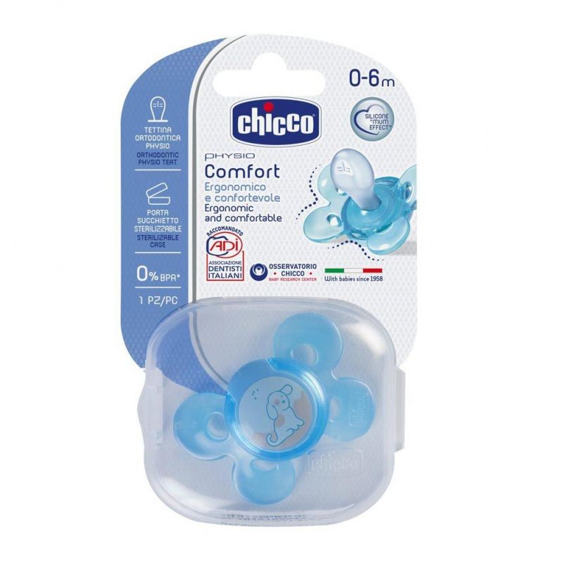 Suzeta din silicon Chicco - Physio Comfort Night, 0-6 luni, Sortiment
