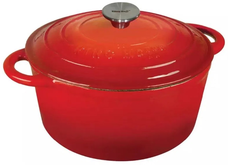 O oală din fontă Kinghoff - KH 1614, 2.4 l, 21 cm, emailate, roşu