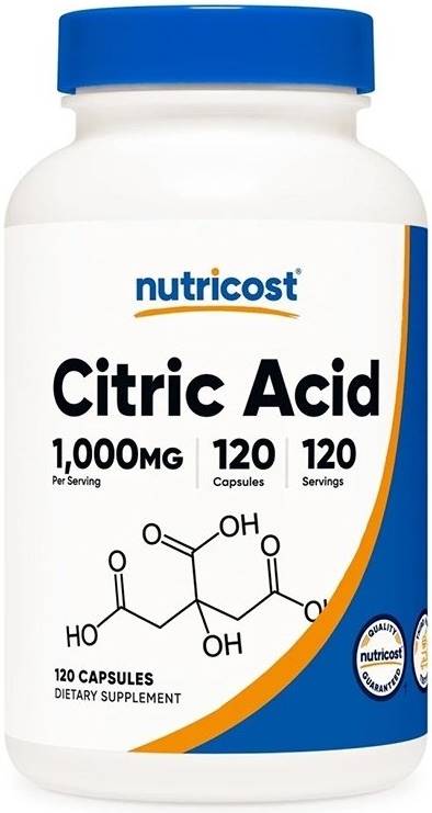 Citric Acid, 1000 mg, 120 capsule, Nutricost