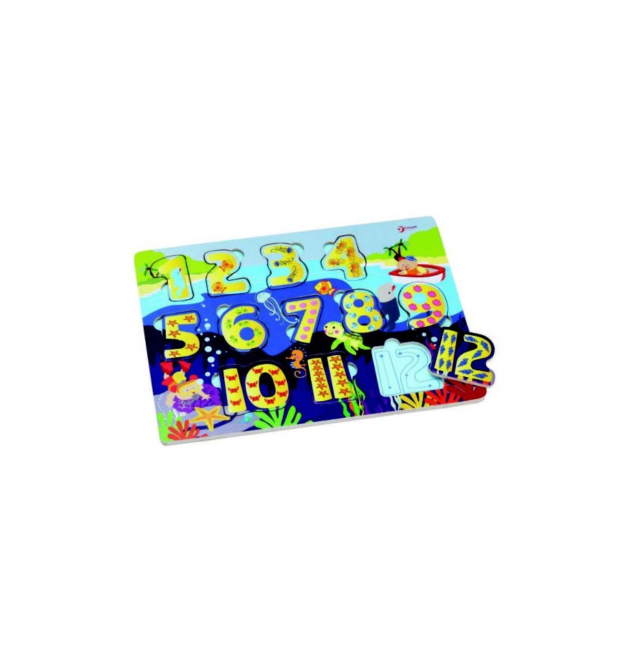 Puzzel subacvatic din lemn cu numere Classic World