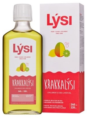 Cod Liver Oil, mango și citrice, 240 ml, Lysi