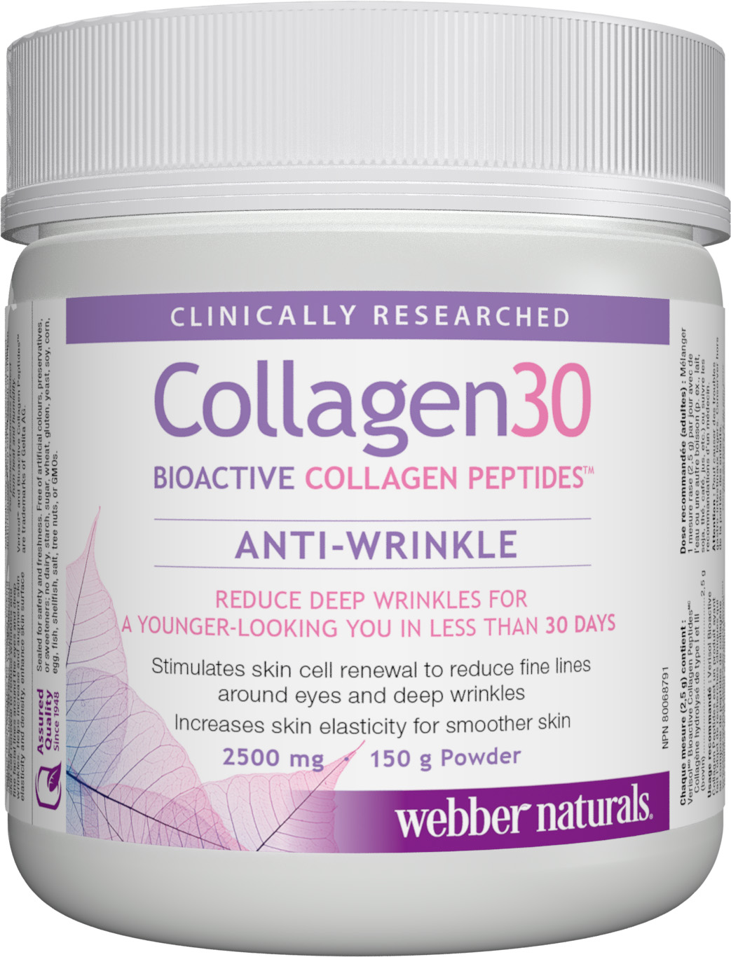 Collagen30 Bioactive Collagen Peptides, 2500 mg, 150 g, Webber Naturals