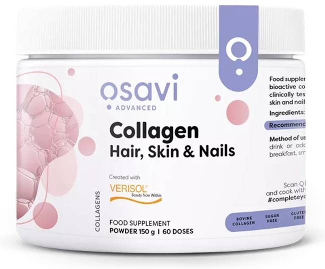 Collagen Peptides Hair, Skin &amp; Nails, fără gust, 150 g, Osavi