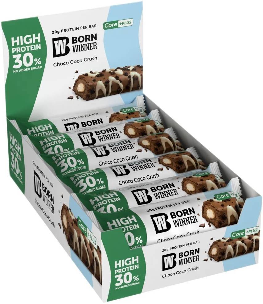 Core Plus Protein Bar, choco koko crash, 12 bucăți, Born Winner