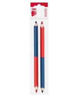 Creion cu două vârfuri ICO - Grafit negru și albastru, 7 mm, 2 bucăți