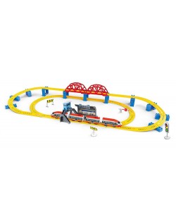 Set de joaca High Speed Train - Tren Sageata cu pod, gara si pasaj suprateran, 473 cm