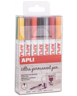 Set markere permanente  APLI - 14 culori metalice, Extra Fine