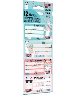 Etichete scolare Lizzy Card - Lama LOL, Lollipop, 12 bucati