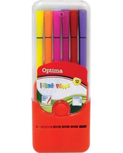 Carioci colorate Optima - 12 culori, in cutie