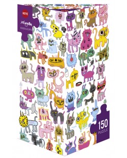 Mini puzzle Heye de 150 piese - Schite cu pisici, John Burgerman