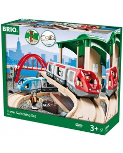 Set Brio - Tren cu sine si accesorii, Travel Switching, 42 de piese