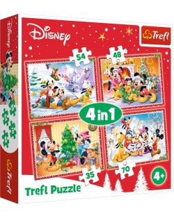 Puzzle Trefl 4 в 1 -  Eroii Disney de Craciun