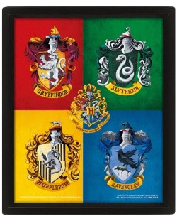 Poster 3D cu rama Pyramid Movies: Harry Potter - House Crests