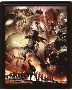 Poster 3D cu ramă Pyramid Animation: Attack on Titan - Epic Struggle