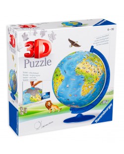 Puzzle 3D Ravensburger de 180 piese - Glob pentru copii