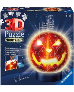 Puzzle 3D Ravensburger din 72 de piese - Dovleac de Halloween luminescent