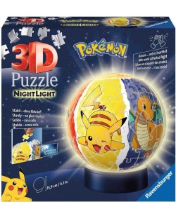 Puzzle 3D Ravensburger din 72 de părți - Pokemon Glowing Ball