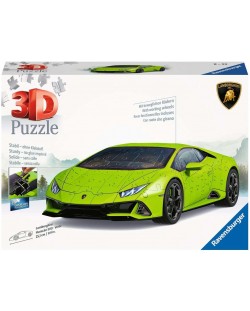 Puzzle 3D Ravensburger din 108 de piese - Lamborghini Huracán EVO Verde