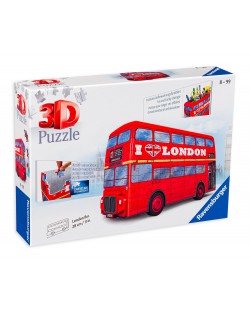 Puzze 3D  Ravensburger de 216 piese -Suport  creioane, Autobuz din Londra