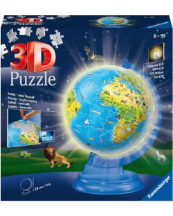 3D puzzle  Ravensburger din 180 de piese - Glob strălucitor