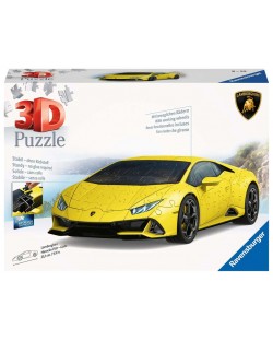 Puzzle 3D Ravensburger din 108 de piese - Lamborghini Huracán EVO-Giallo
