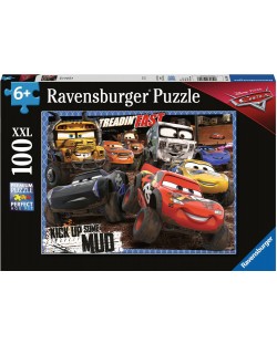 Puzzle Ravensburger de 100 XXL piese - Concurenti cu namol, Masini