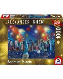 Puzzle Schmidt de 1000 piese - Focuri de artificii peste Statuia Libertatii, Alexander Chen