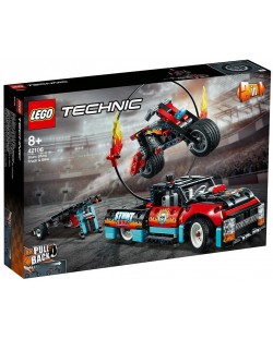 Constructor Lego Technic - Camion si motocicleta pentru cascadorii (42106)