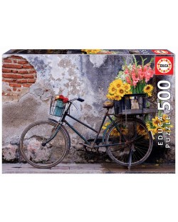 Puzzle Educa de 500 piese - Bicycle with flowers