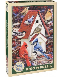 Puzzle Cobble Hill de 1000 piese - Casute de iarna pentru pasari, Greg Giordano