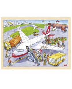 Puzzle din lemn Goki - La aeroport
