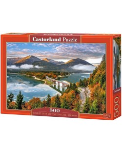 Puzzle Castorland de 500 piese - Sunrise over Sylvenstein Lake, Germany