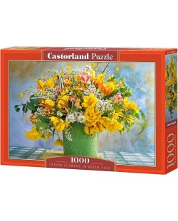 Puzzle Castorland de 1000 piese - Spring Flowers in green Vase
