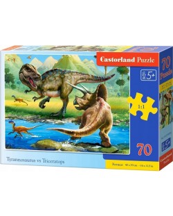 Puzzle Castorland de 70 piese - Tiranosaurul impotriva Triceraptosului