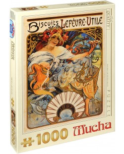 Puzzle D-Toys de 1000 piese – Biscuiti Lefevre-Utile, Alphonse Mucha